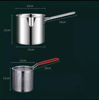 304 Stainless Steel Deep Fryer With Frying Basket Multifunction Small Pot For Kitchen Chicken Fish Cooking Tool