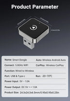 XUDA 2 in 1 Wired to Wireless CarPlay Android Auto Adapter for OEM Car Stereo With USB Dongle Mini Box Plug and Play Bluetooth